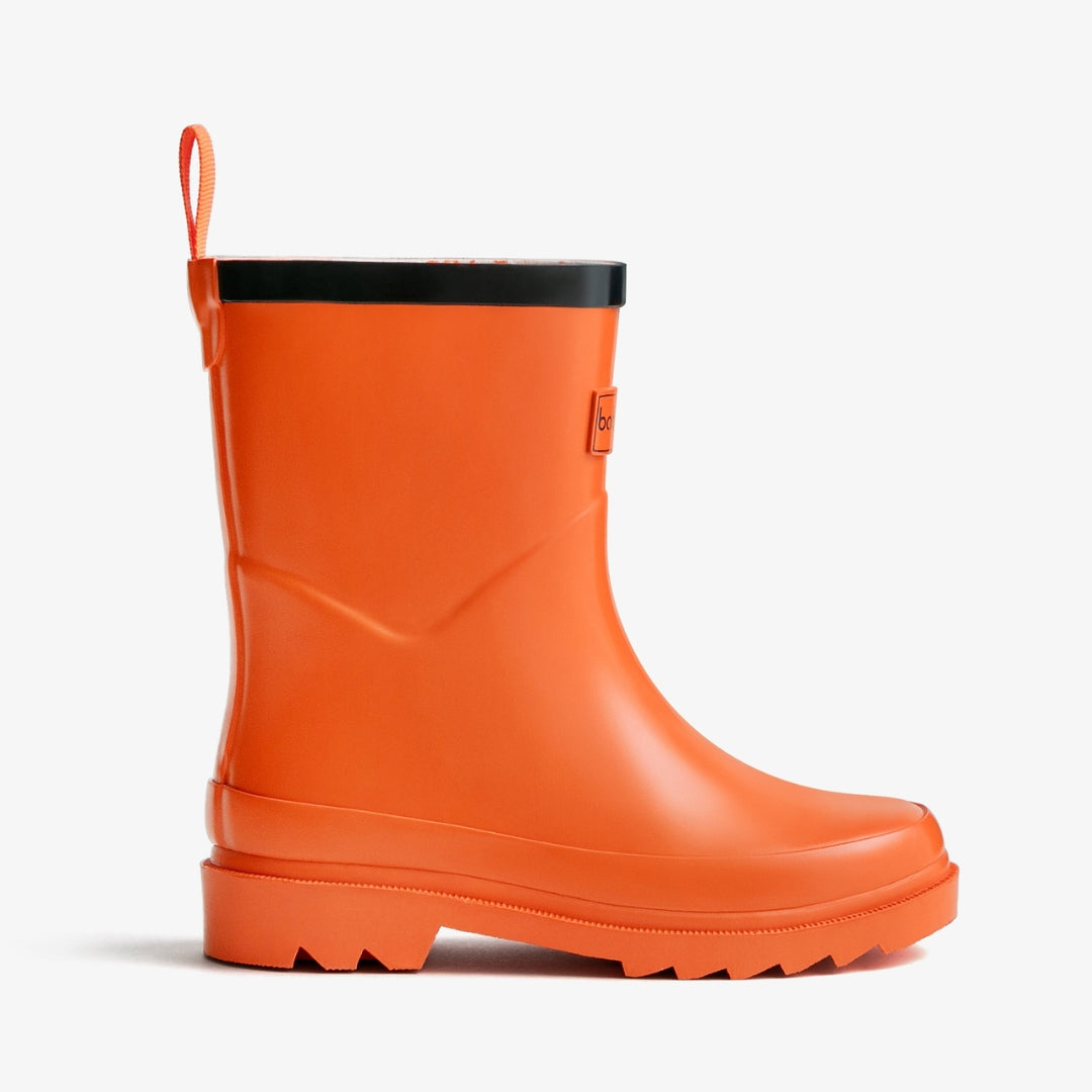Babylosophy Morden Kids’ Natural Rubber Rain Boots – Orange Gloss (UK Sizes 3–13) - babylosophy