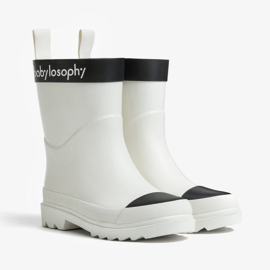 Babylosophy Classic Kids' Natural Rubber Rain Boots - White Matt (UK Sizes 3-13) - babylosophy