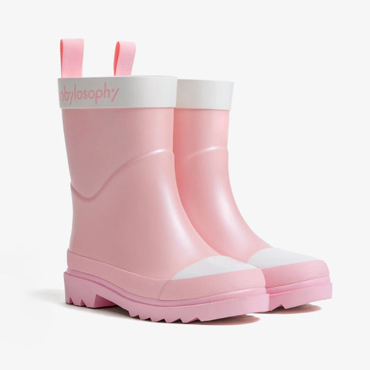 Babylosophy Classic Kids' Natural Rubber Rain Boots - Pink Pearl (UK Sizes 3-13) - babylosophy