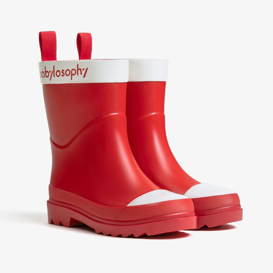 Babylosophy Classic Kids - Natural Rubber Rain Boots - Red Gloss (UK Sizes 3-13) - babylosophy