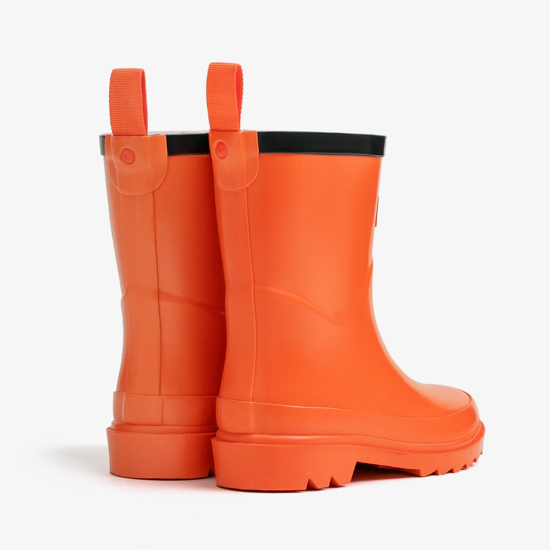 Babylosophy Morden Kids’ Natural Rubber Rain Boots – Orange Gloss (UK Sizes 3–13) - babylosophy