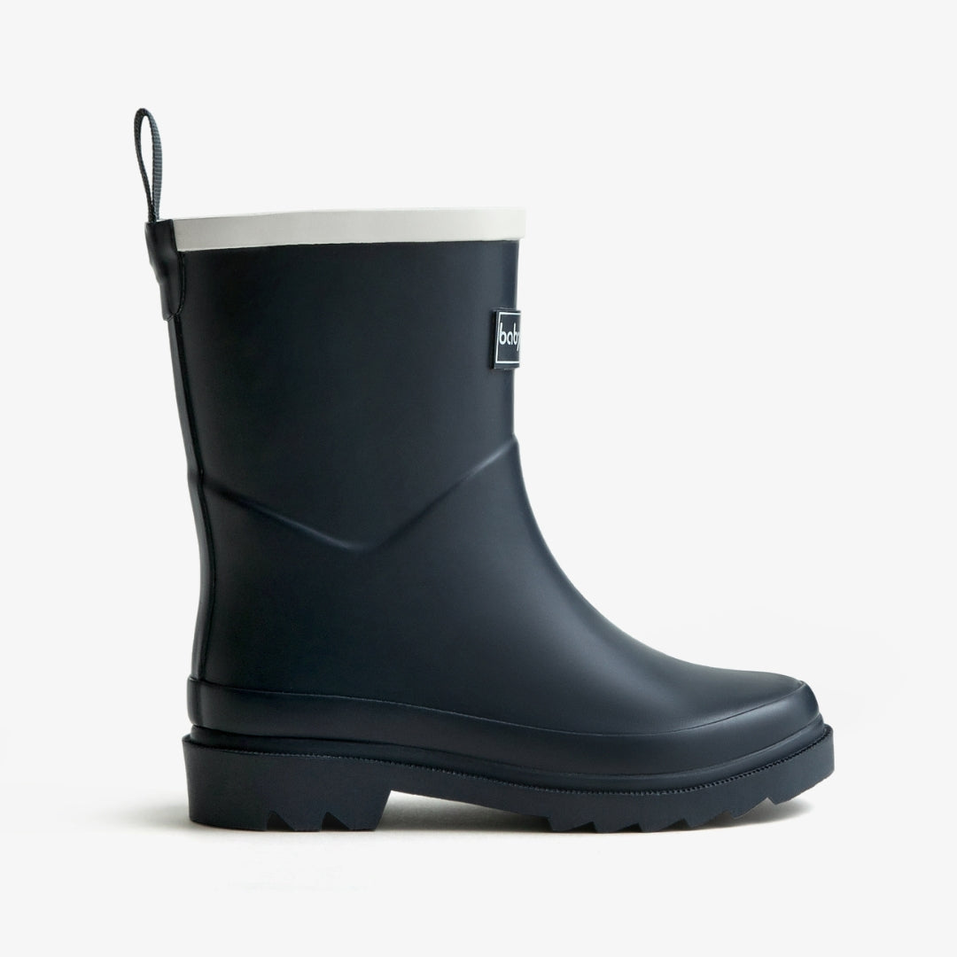 Babylosophy Morden Kids’ Natural Rubber Rain Boots – Black Matt (UK Sizes 3–13) - babylosophy